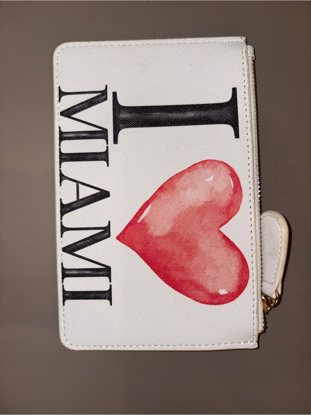 White 'I ♥ MIAMI' faux Leather Zip Wallet - Fashion Women Bag